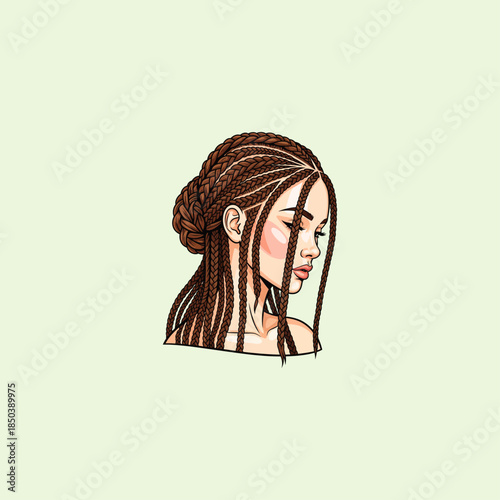 Hair braided icon flat vector design.