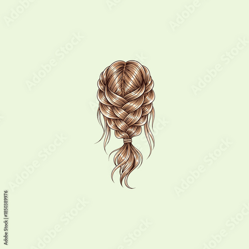 Hair braided icon flat vector design.
