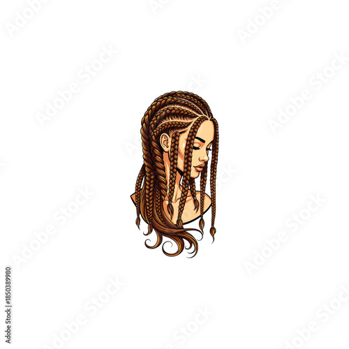 Hair braided icon flat vector design.