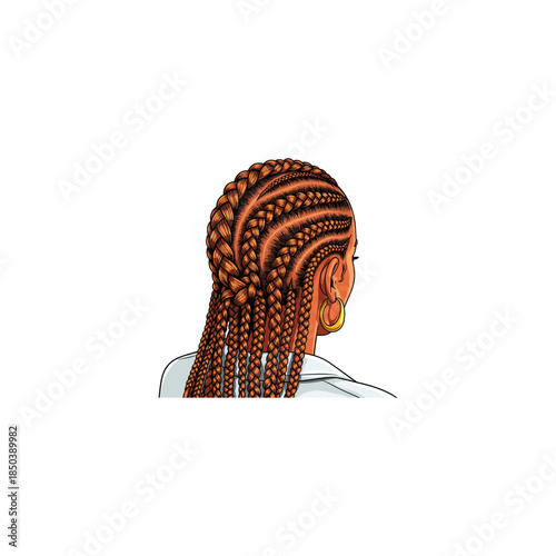 Hair braided icon flat vector design.