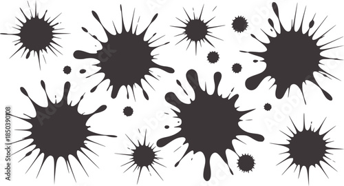 Black and white abstract splatter and spike patterns