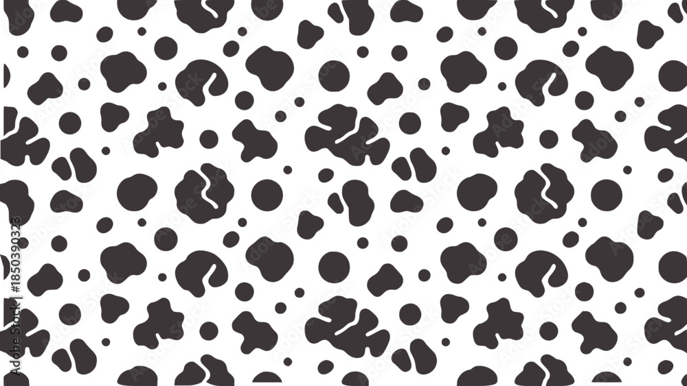 Fototapeta premium Black and white seamless irregular blob pattern texture