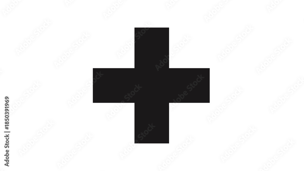 Obraz premium Black Medical Cross Symbol Isolated White.