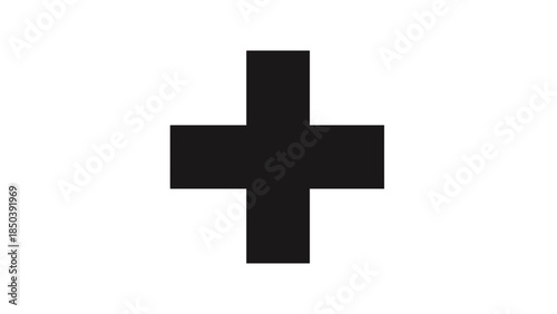 Black Medical Cross Symbol Isolated White.