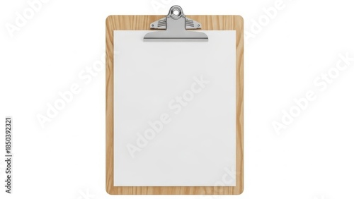 Wooden clipboard with a blank sheet of paper.