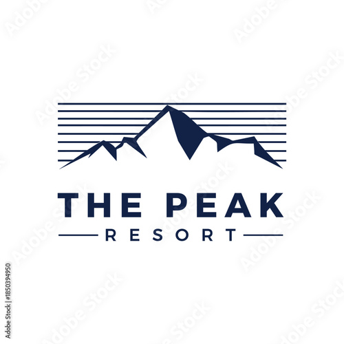 Mountain-themed vector logo representing luxury resort, travel, adventure, and outdoor hospitality branding.