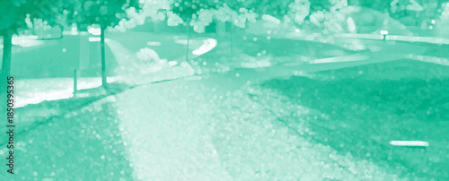 Faded Filtered Green monotone photo of a Treelined Pathway, path, trail, sidewalk, walking path, journey, park, park path, footpath, sidewalk, course, course of action, way, way to go, walk, walkway