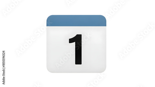 Calendar Icon Showing the 1th Date Isolated on White
