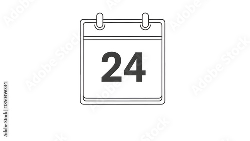 Calendar Icon Showing the 24th Date Isolated on White
