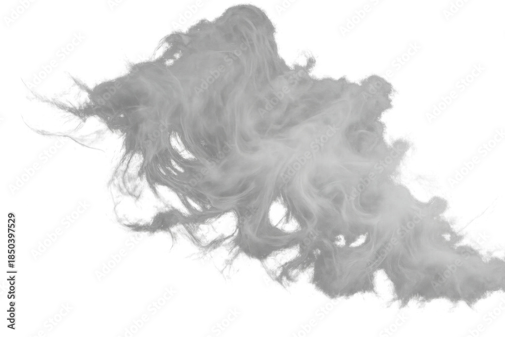 Fototapeta premium White swirling smoke creating abstract textured vapor for atmospheric effects on transparent background