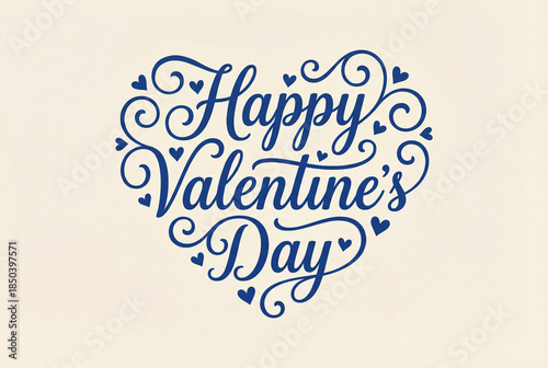 Happy Valentine's Day message in heart design with decorative text
