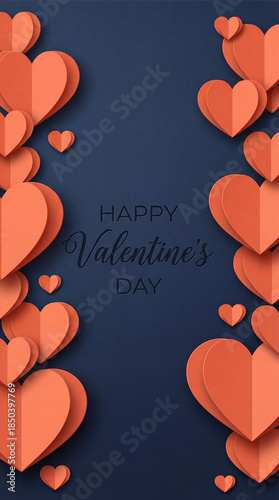 Celebrate Valentine's Day with paper hearts and a dark background