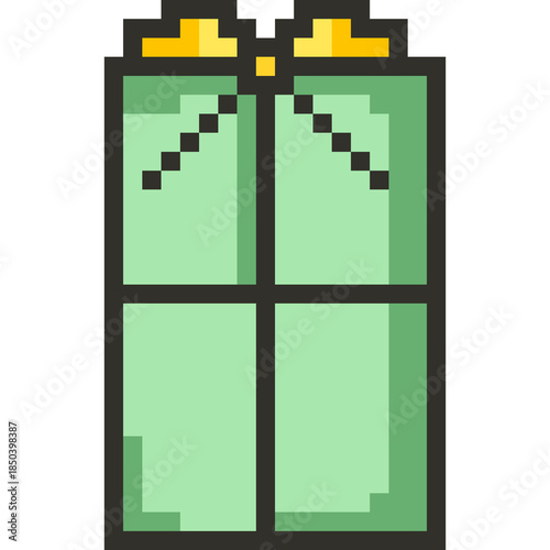 Christmas Pixel Art Icon Set with Santa Claus Snowman and Holiday Decorations