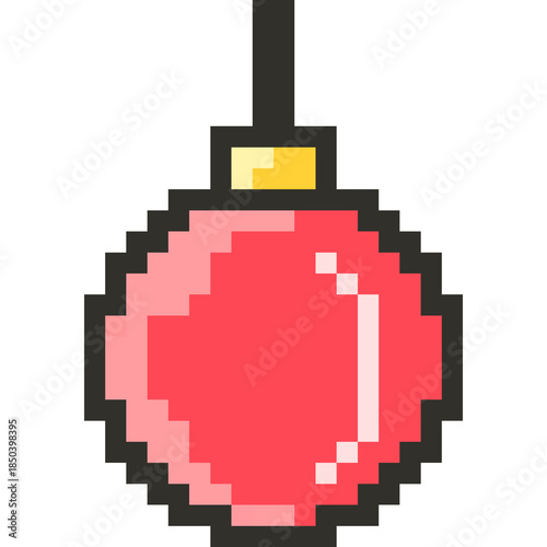 Christmas Pixel Art Icon Set with Santa Claus Snowman and Holiday Decorations