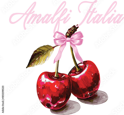 Cherry Bow Bows itally satin pretty mixed multi bundle satin girly ribbon coquette French Paris Parisian plush romantic girls trending style pink t-shirt design Slogan Logo Graphic Vector Tee shirt