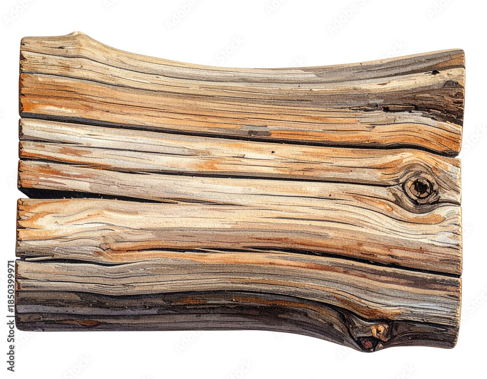 Fototapeta premium Close-up of weathered wood plank showing details like grain, knots, and variations in texture and color