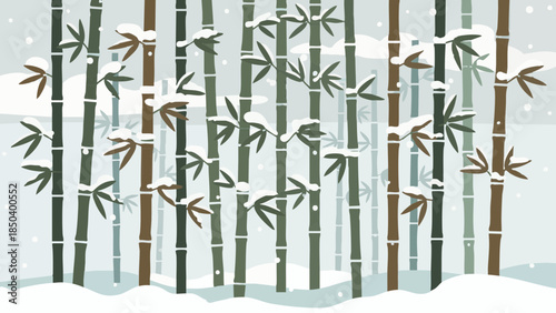 Bamboo forest covered in snow during winter season concept of National Foundation Day of Japan  