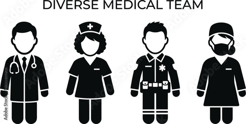 Medical Team Avatars in Flat Design Vector Set