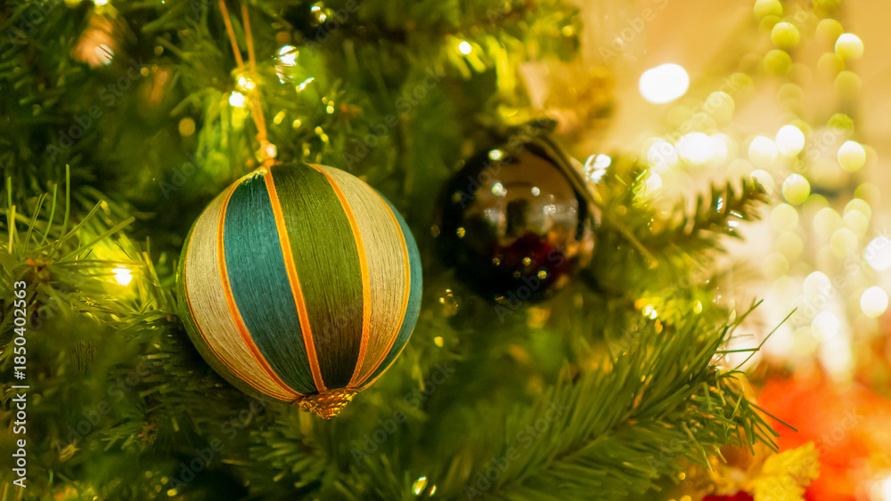 custom made wallpaper toronto digitalBright and shiny Christmas toys are hanging on the Christmas tree.	
