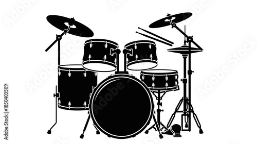 Drum Kit Musical Instrument Vector Illustration Isolated on White Background
