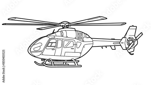 Helicopter aircraft flying in the sky isolated on white background vector illustration