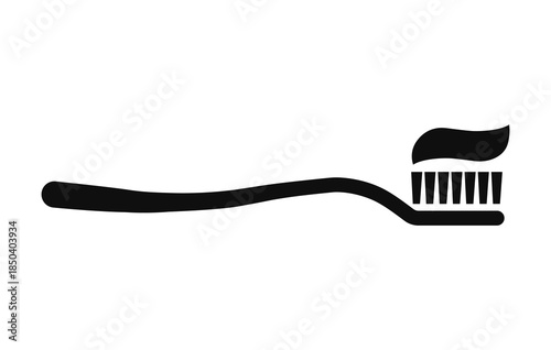 Toothbrush with toothpaste flat vector icon isolated on a white background. Dental hygiene and oral care concept for medical, web, and app design. EPS 10.