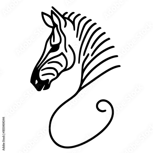 Minimalist one-line zebra portrait silhouette