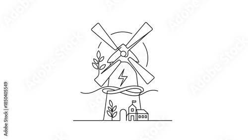 Sustainable windmill farm generating clean energy in rural landscape