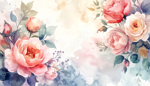 watercolor wedding floral wash elegant background 