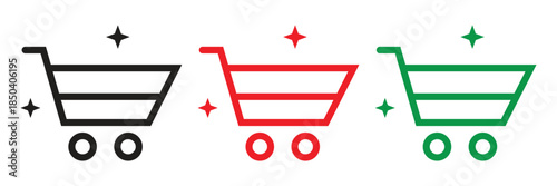 Shopping cart icons, symbolizing clean, new, or premium retail services. Great for e-commerce platforms, grocery apps, and online marketing materials.