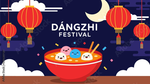 Vibrant Dangzhi Festival Celebration with Lanterns and Traditional Food
