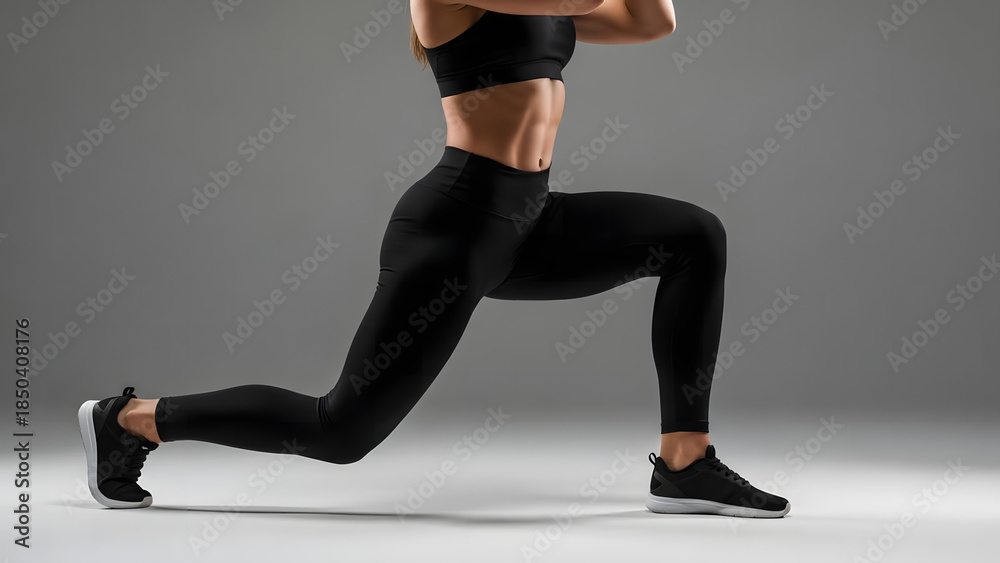 © MosquitoSlayer - Dynamic Fitness: A person performs a lunge exercise, emphasizing strength, balance, and the dedication to fitness. showcasing focus on physical health and well-being.