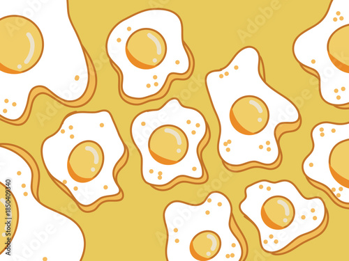 Cute Seamless Fried Egg Pattern Illustration