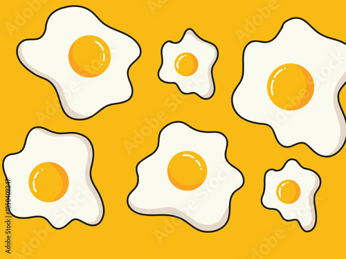 Cute Seamless Fried Egg Pattern Illustration