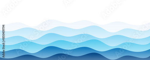 Seamless sea waves layered vector background. Blue ocean waves. Water wave pattern design eps10