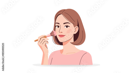 Woman applying blush with a brush