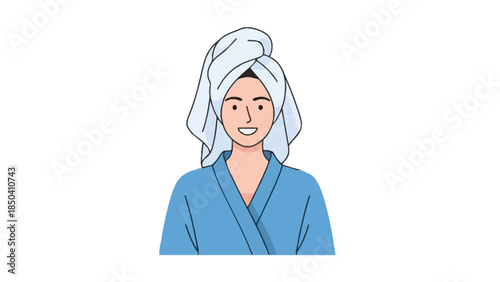 Woman with towel on head and in robe