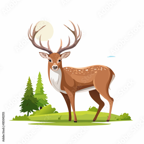 vector deer in the wilderness