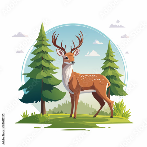 vector deer in the wilderness