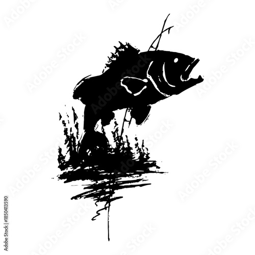 Vector illustration of a fish jumping from water with splash effects