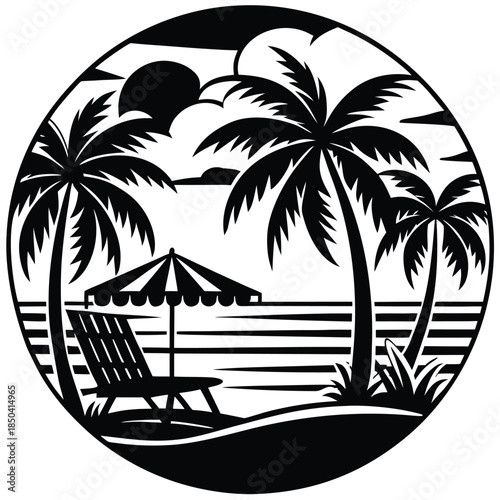 Stylized vibrant sunset over calm ocean waves, illustration with warm orange, yellow, and pink gradient colors, peaceful seascape.