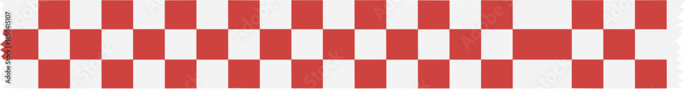 Fototapeta premium Horizontal banner of a classic red and white checkerboard pattern background.