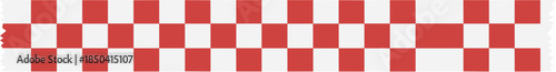 Horizontal banner of a classic red and white checkerboard pattern background.