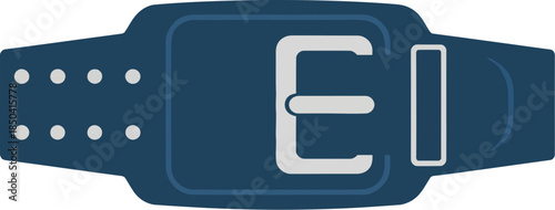 Vector illustration of a classic blue belt with a silver buckle.