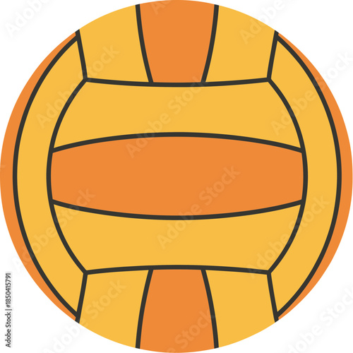 Flat vector icon of a yellow and orange water polo ball.