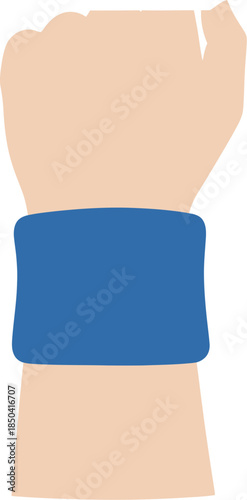 Vector illustration of a human hand with a blue wristband.