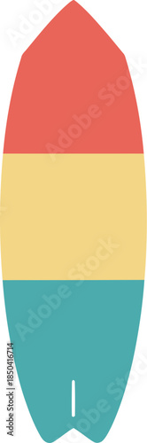 Retro colored striped surfboard vector illustration isolated on a white background.