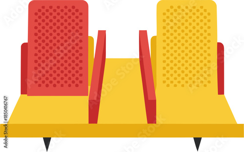 Sadhu board with red and yellow plates for yoga practice and meditation.