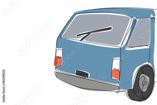 Single one line drawing the back of the car and there is a wiper. Functions to clean the rear window of the car. No dust. National Check Your Wipers Day. Continuous line design graphic illustration