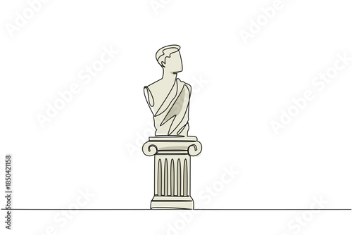 Single continuous line drawing half body statue with severed hands. Cultural and artistic. Symbol of strength or spirit. Artwork. Gallery. International Museum Day. One line design vector illustration